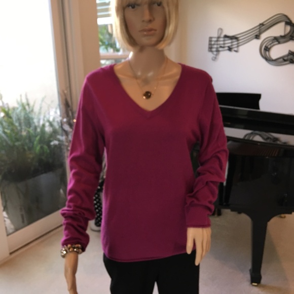 Magenta V-Neck Sweater - Picture 5 of 5